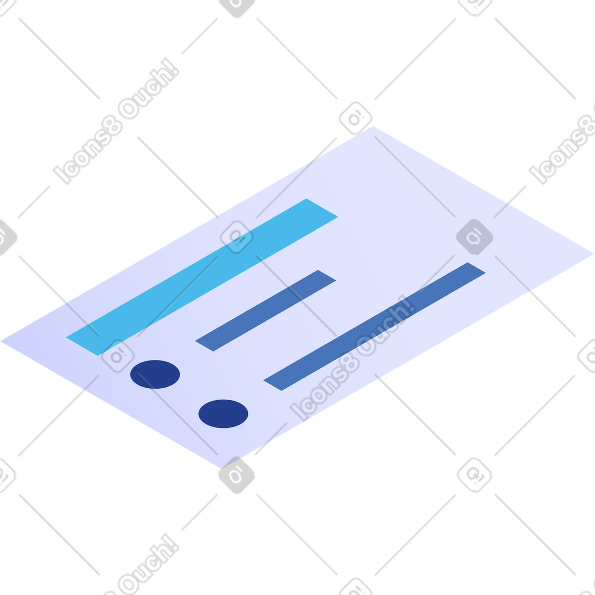 Isometric rectangular card with text illustration in Quantum style download in PNG, SVG