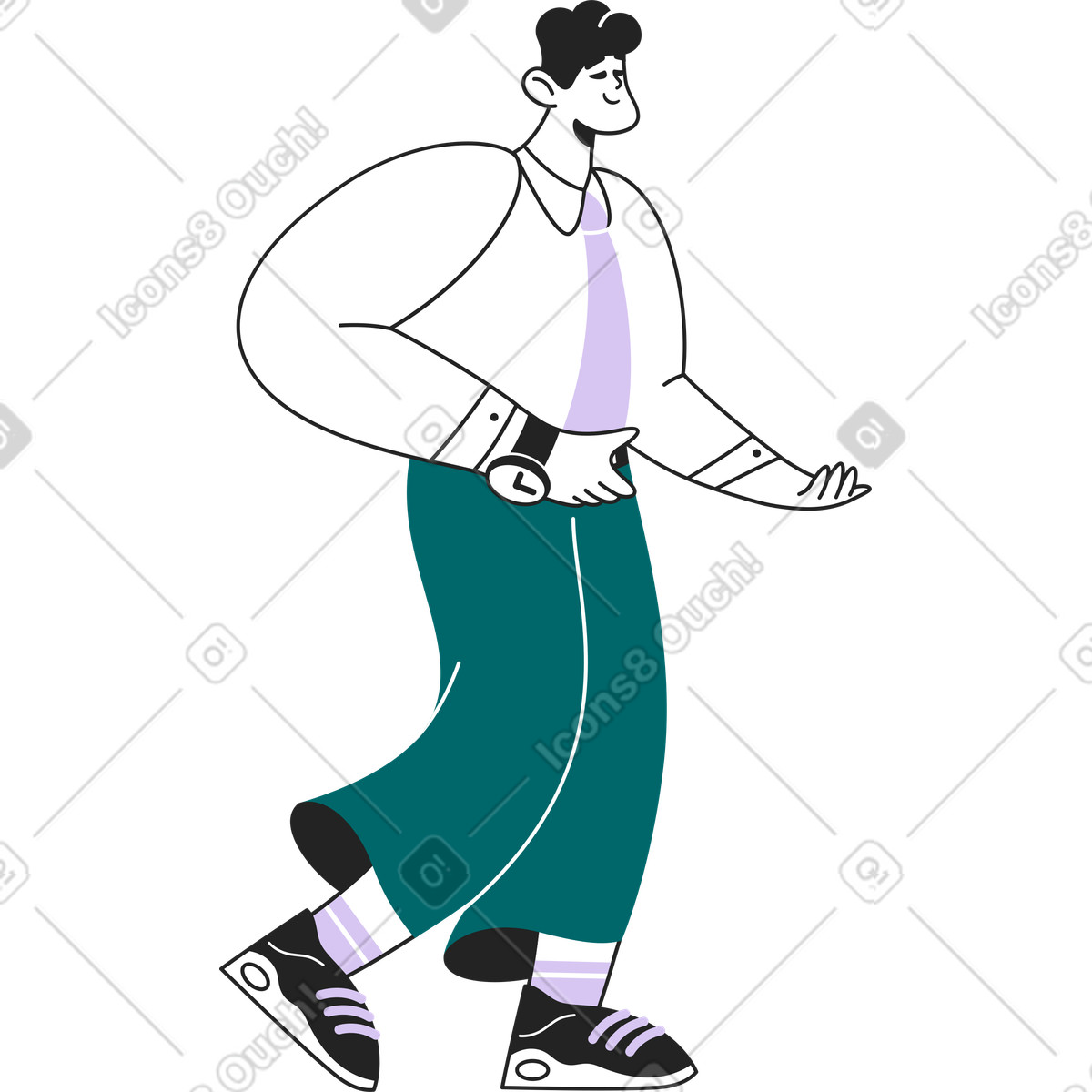 下载 Sammy Line 风格的 张开双臂的男人 插画，支持 PNG、SVG 格式
