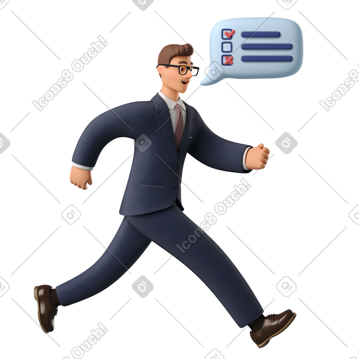 Uomo d'affari che corre attraverso la vita illustrazione in stile 3D Business scarica in PNG, SVG
