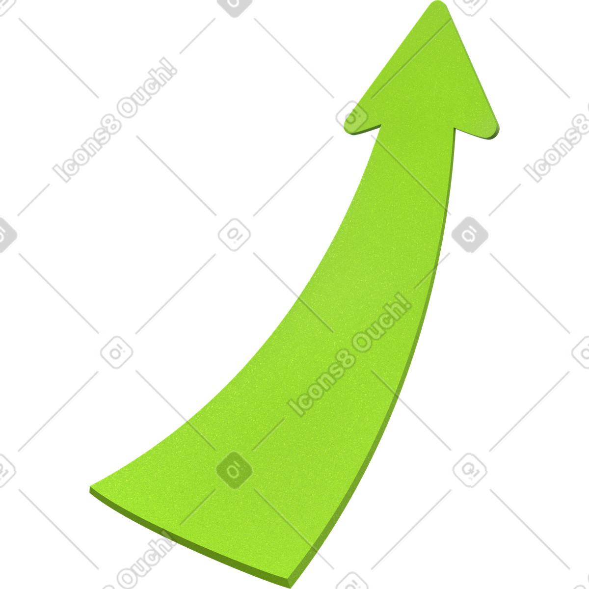 Green arrow pointing up illustration in 3D Enterprise style download in PNG, SVG