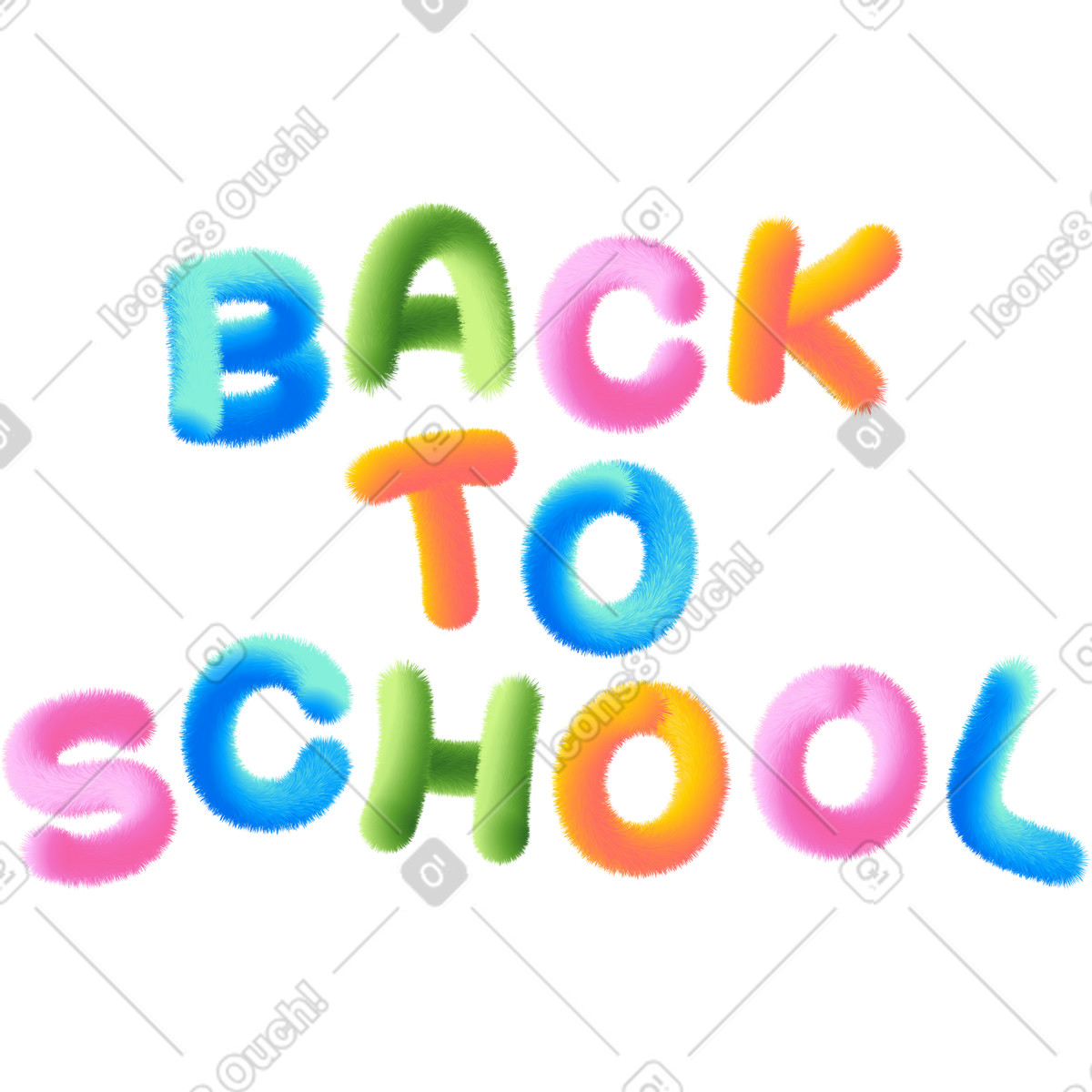 下载 Puffy 风格的 Lettering back to school in multicolored style text 插画，支持 PNG、SVG 格式