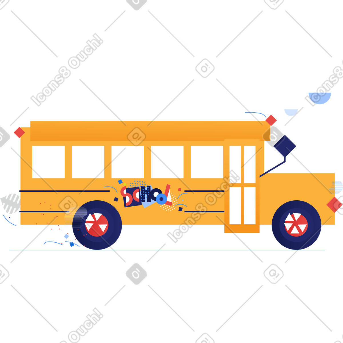 Ilustración School bus en estilo Clip a descargar en PNG y SVG