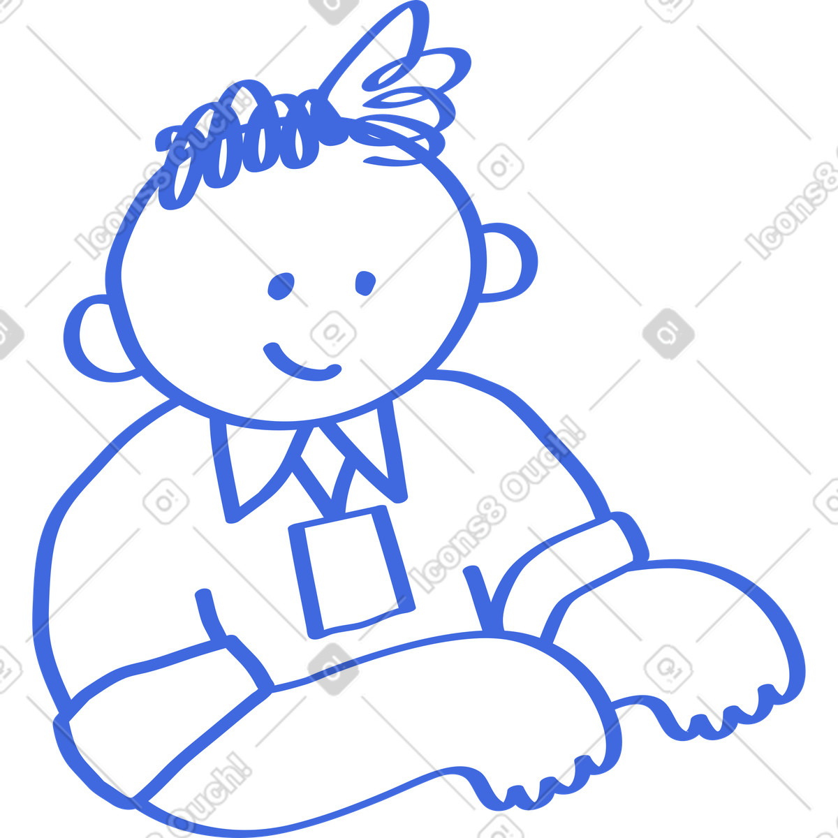 Employee doodle character wearing shirt tie and identification badge illustration in Ballpoint Pen style download in PNG, SVG