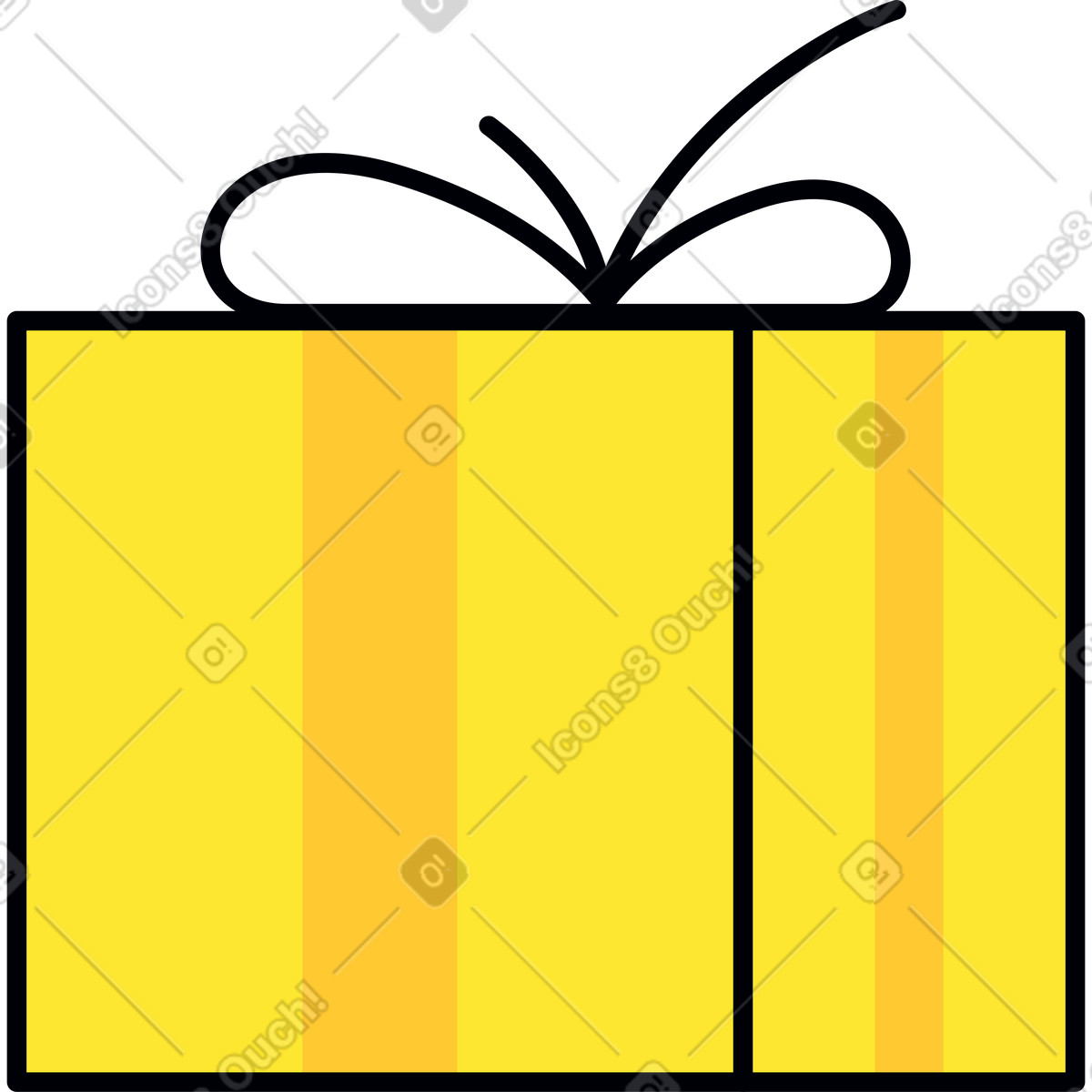 Ilustración Yellow gift box en estilo Droll a descargar en PNG y SVG