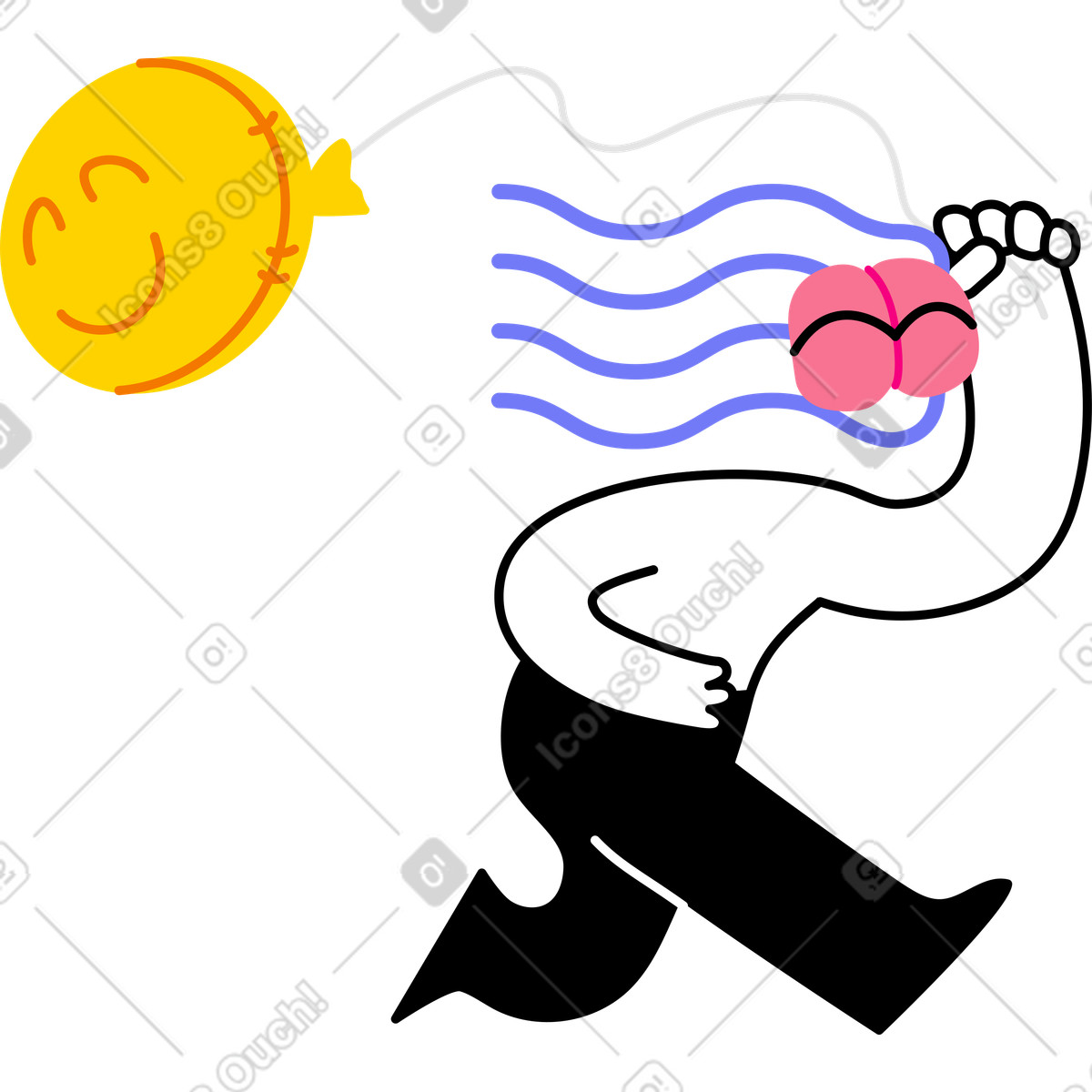 Illustration Personnage heureux qui court dans le style Giggle à télécharger aux formats PNG, SVG