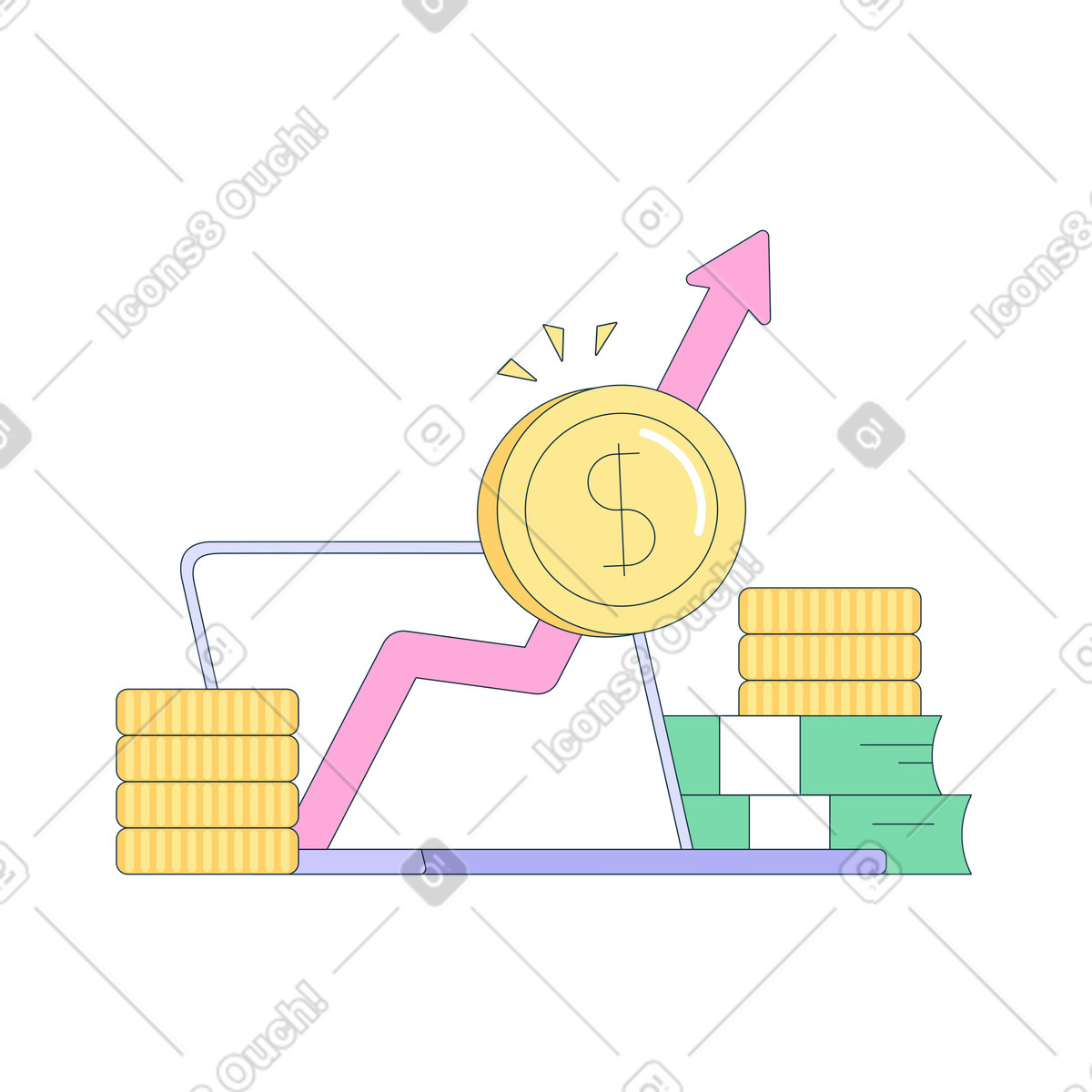 Financial growth line graph animated illustration in GIF, Lottie (JSON), AE