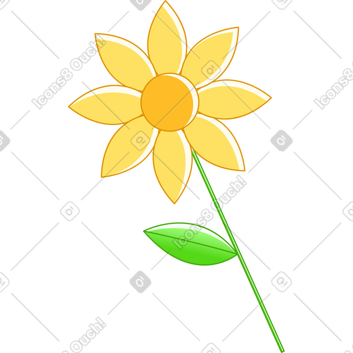 Illustration Fleur jaune dans le style Rainbow à télécharger aux formats PNG, SVG