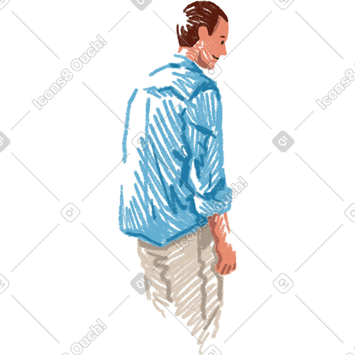 Man smiling illustration in Sketchbook style download in PNG, SVG