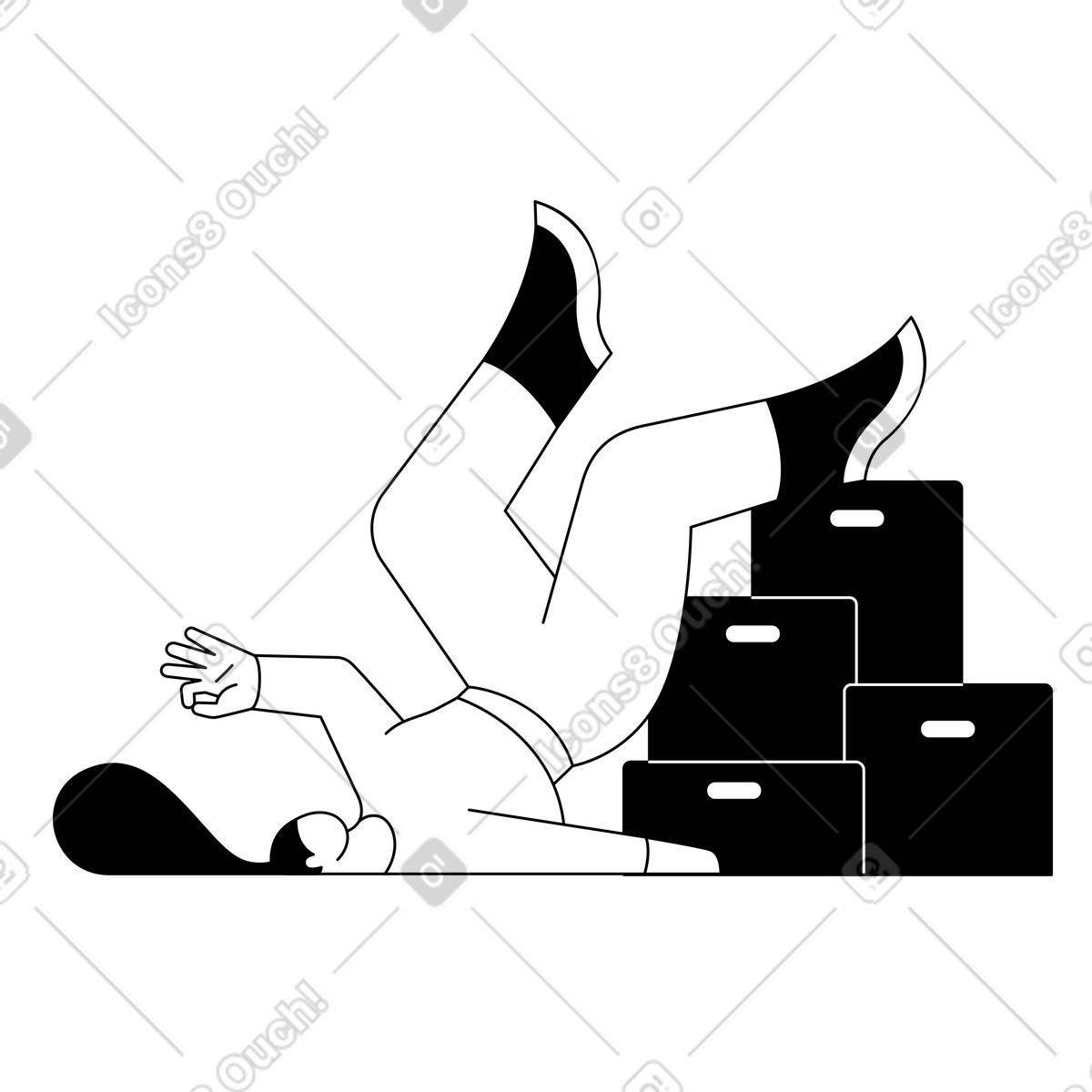 Illustration Warehouse falling accident, Something went wrong or unexpected failure concept dans le style Experimental à télécharger aux formats PNG, SVG