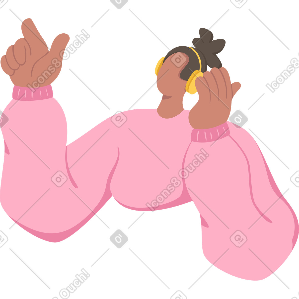 Ilustración Mujer con auriculares en estilo Social a descargar en PNG y SVG