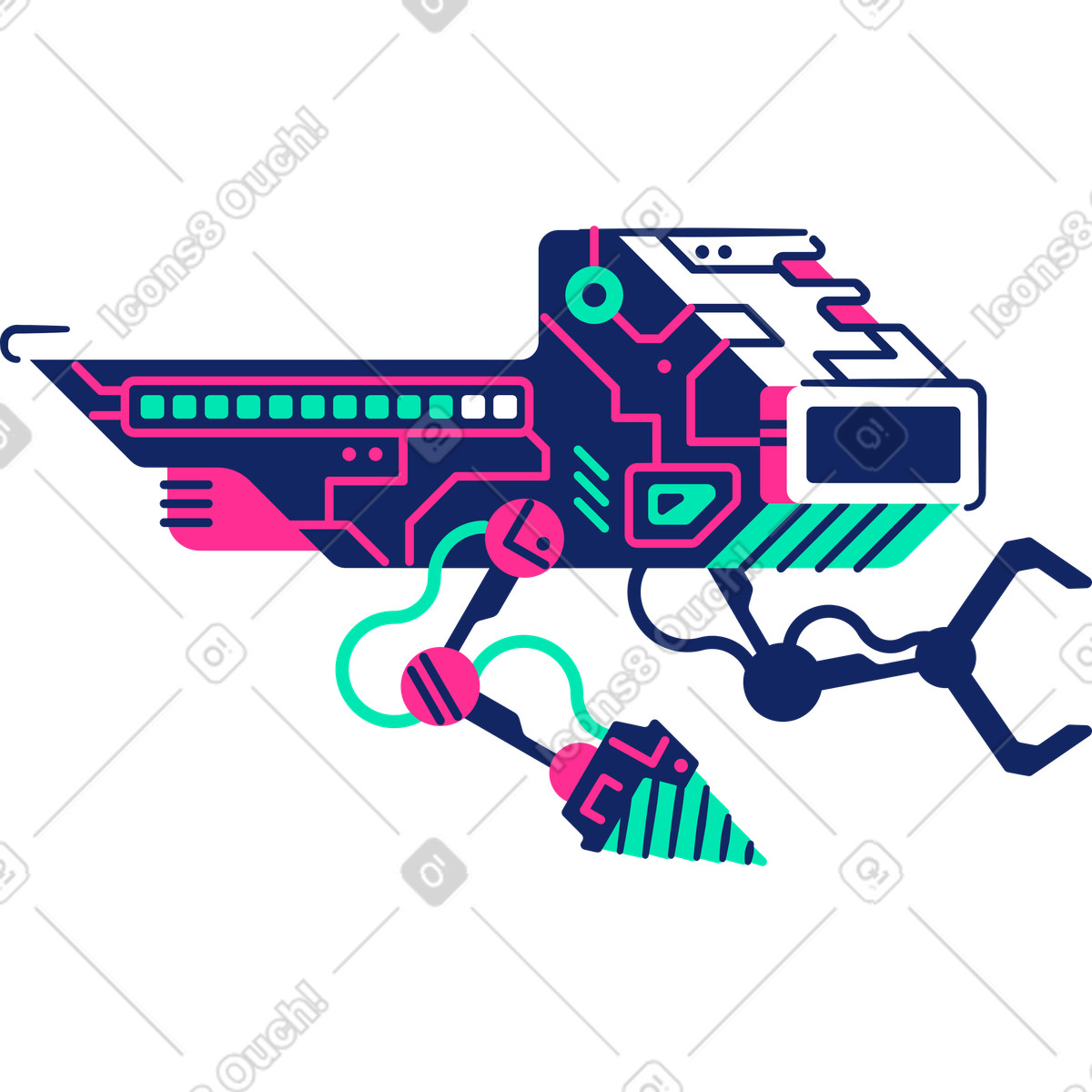 Ilustración Robot en estilo Cyborg a descargar en PNG y SVG