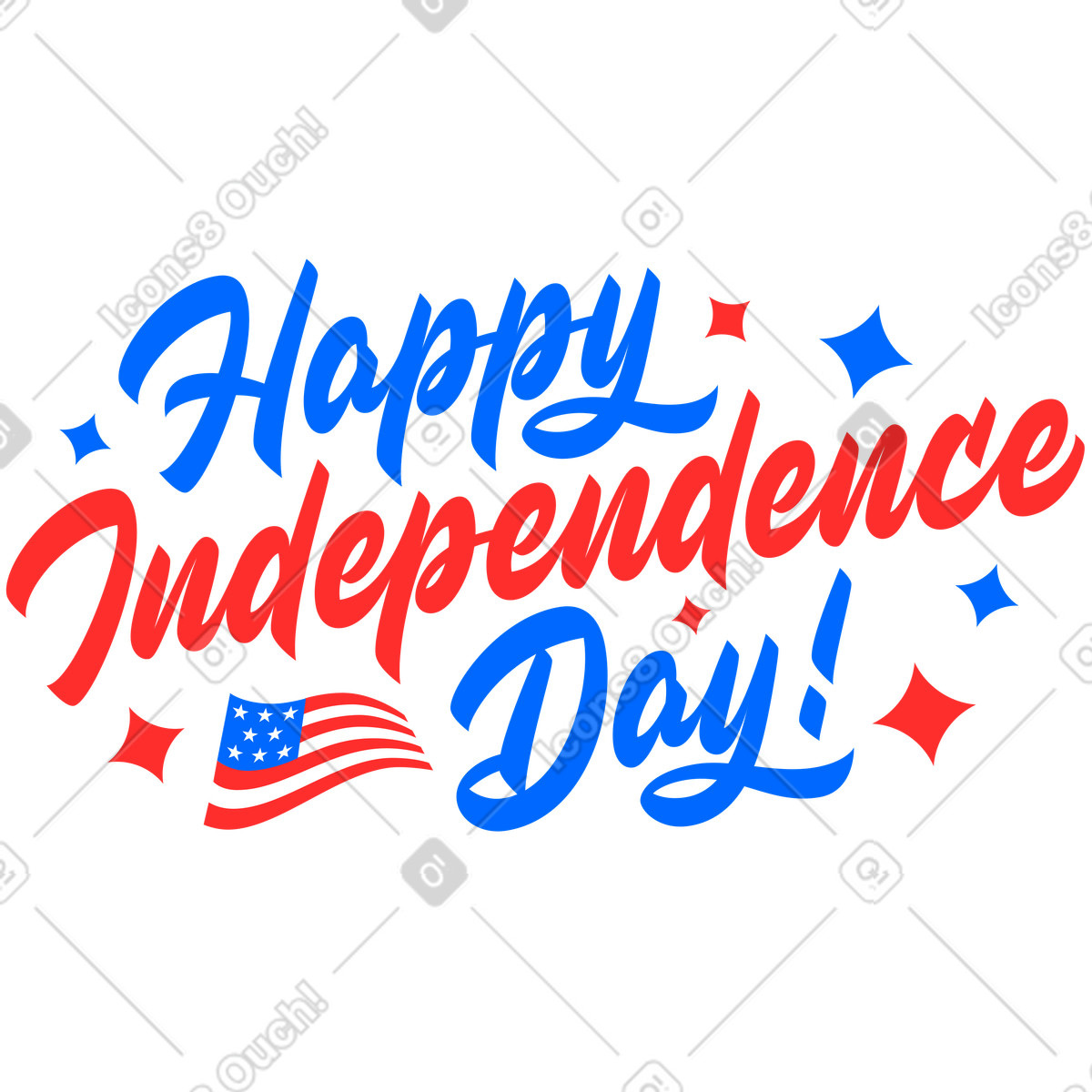 Schriftzug „happy independence day“! text-Illustration im Lettering-Stil als Download in PNG, SVG