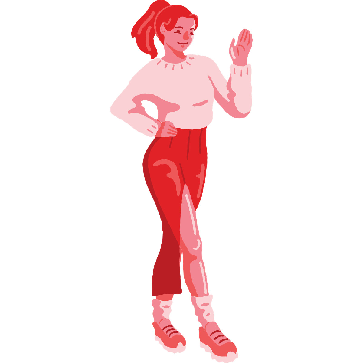 Cherry スタイルの Woman standing waving のイラストをPNG、SVG形式でダウンロード