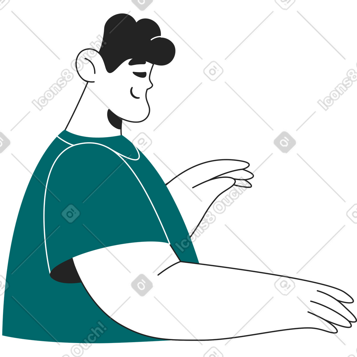 Ilustração de Homem sorridente em no estilo Sammy Line para baixar em PNG, SVG
