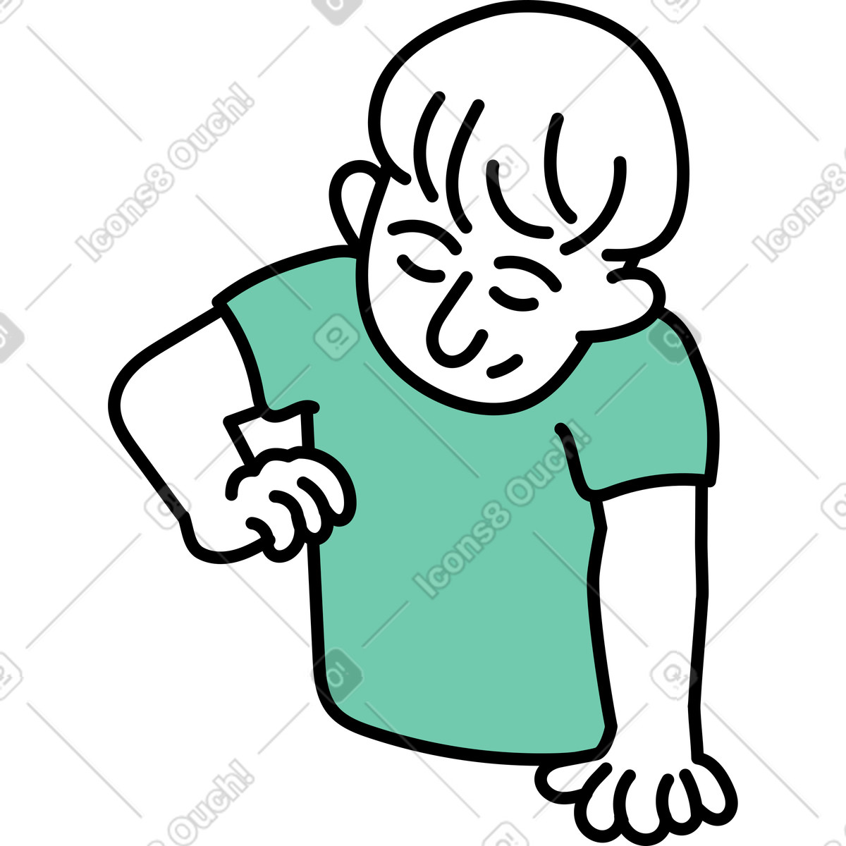 Notes 스타일의 Boy in green T-shirt 일러스트레이션 PNG, SVG 다운로드