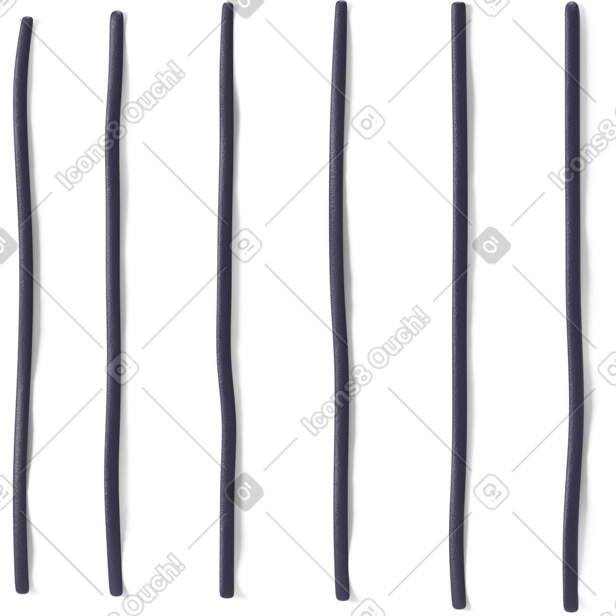Black vertical lines illustration in 3D Stripy style download in PNG, SVG