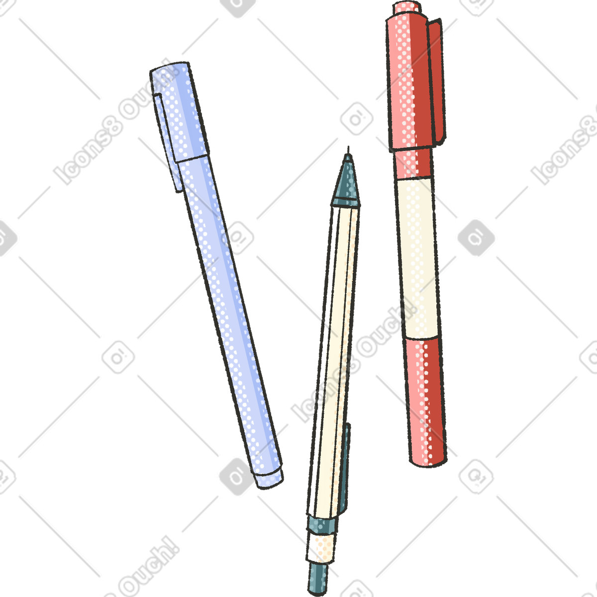 Dots 스타일의 Pens 일러스트레이션 PNG, SVG 다운로드