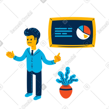 Businessman giving a presentation with business analytics PNG, SVG