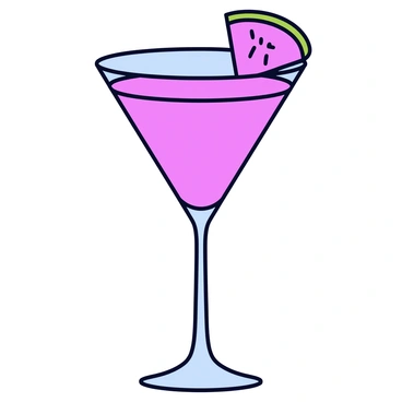 A trendy guava cocktail served in a tall, elegant glass. The cocktail has a vibrant pink color and is filled to the brim with the refreshing drink. There is a thin slice of guava fruit placed on the rim of the glass as a garnish. The glass has a sleek design, with a delicate stem and a slightly flared opening. The background is simple, allowing the cocktail to stand out as the focal point of the image.