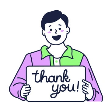 A close-up portrait of an individual with short hair and a joyful expression. The person is holding a sign that reads "thank you" prominently in front of their chest. The background is softly blurred to emphasize the subject's face. The individual is wearing a casual shirt, and their eyes are sparkling with happiness. Their smile conveys warmth and gratitude as they present the sign to the viewer.