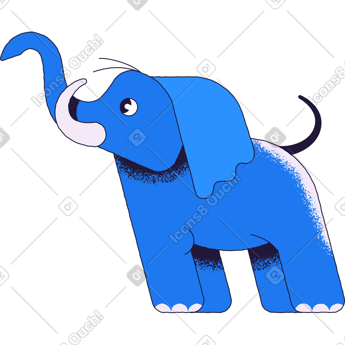 Elefant-Illustration im Conifer-Stil als Download in PNG, SVG
