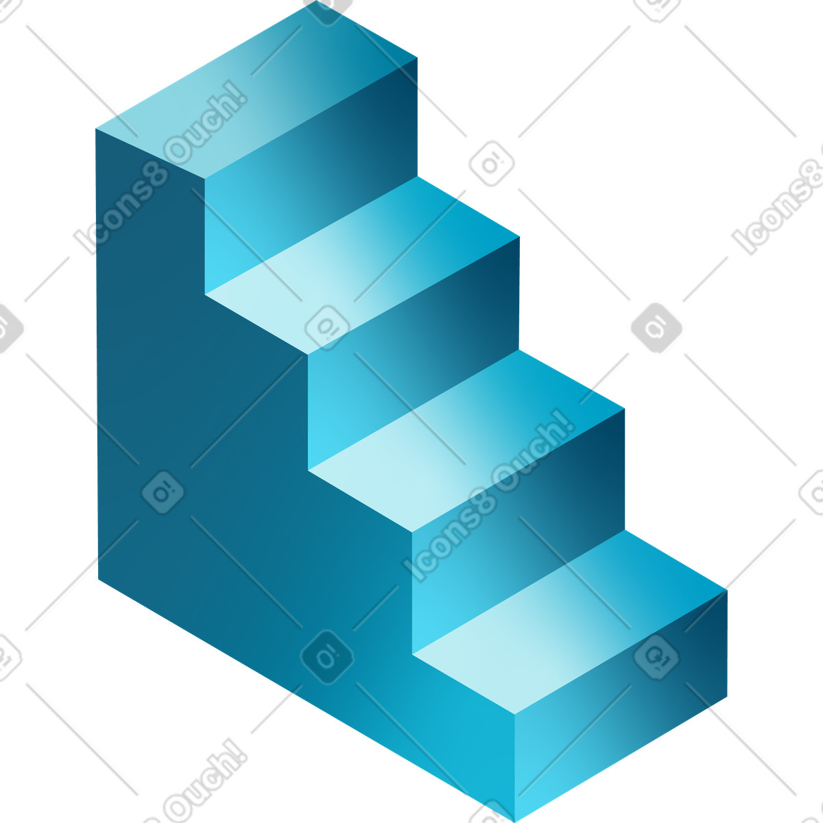Isometric staircase illustration in PNG, SVG