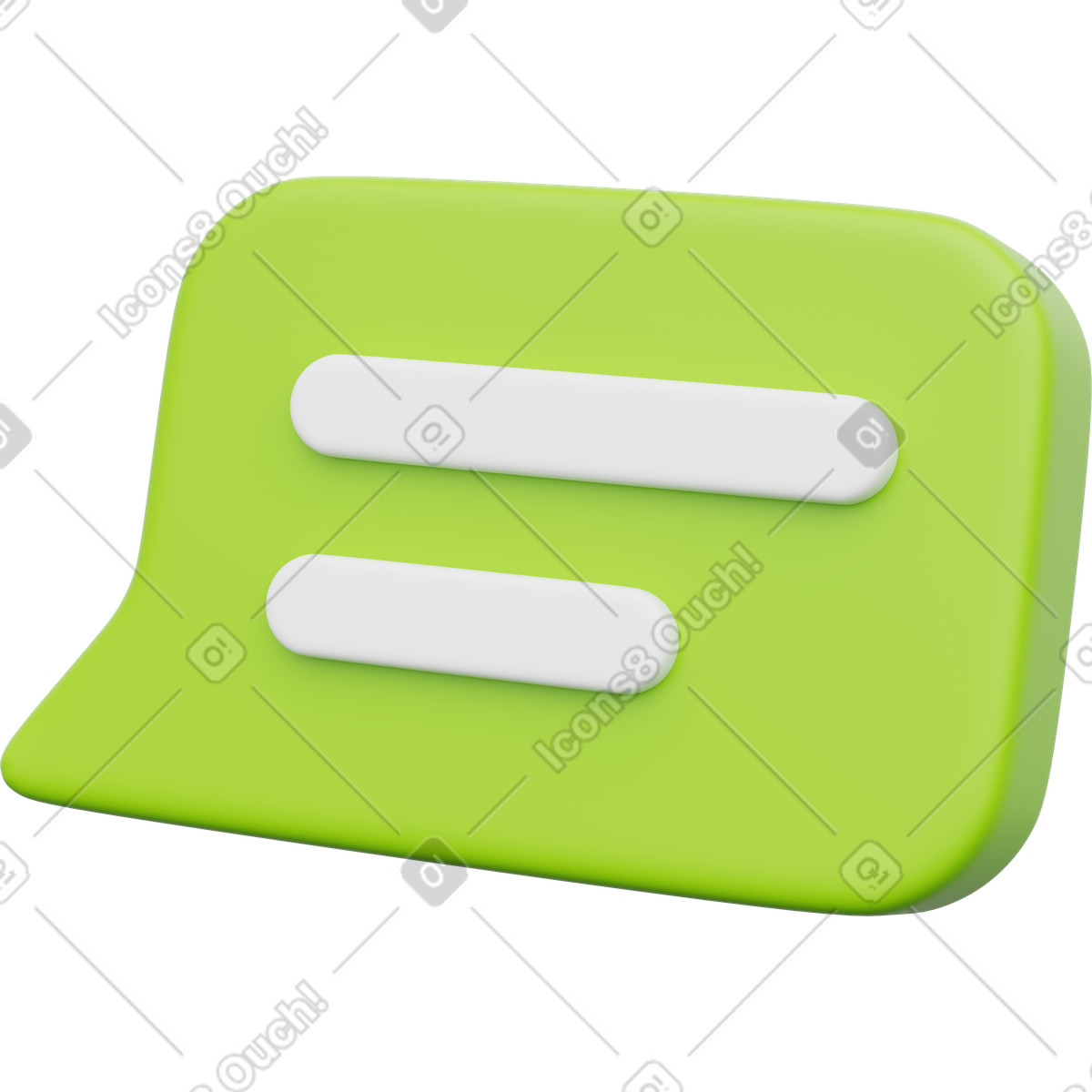 Green chat bubble with message lines illustration in 3D Playful style download in PNG, SVG
