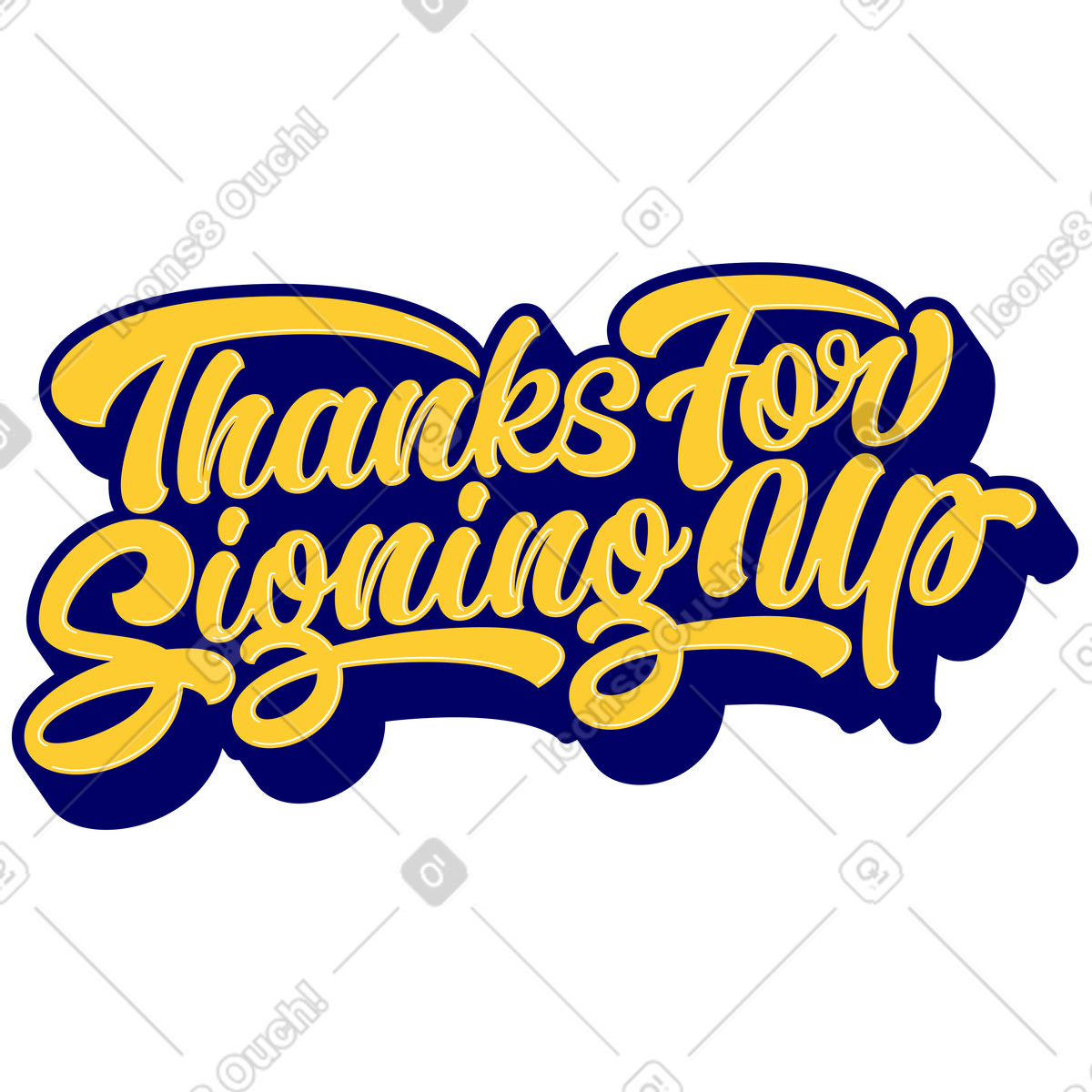 Ilustração de Letras obrigado por se inscrever com sombras em no estilo Lettering para baixar em PNG, SVG