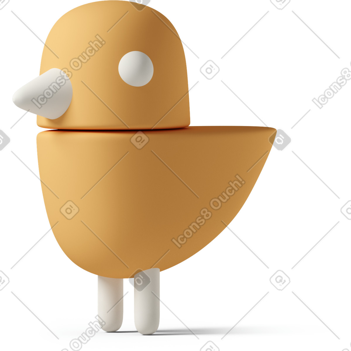 3D Casual life 스타일의 Orange bird figurine turned left 일러스트레이션 PNG, SVG 다운로드