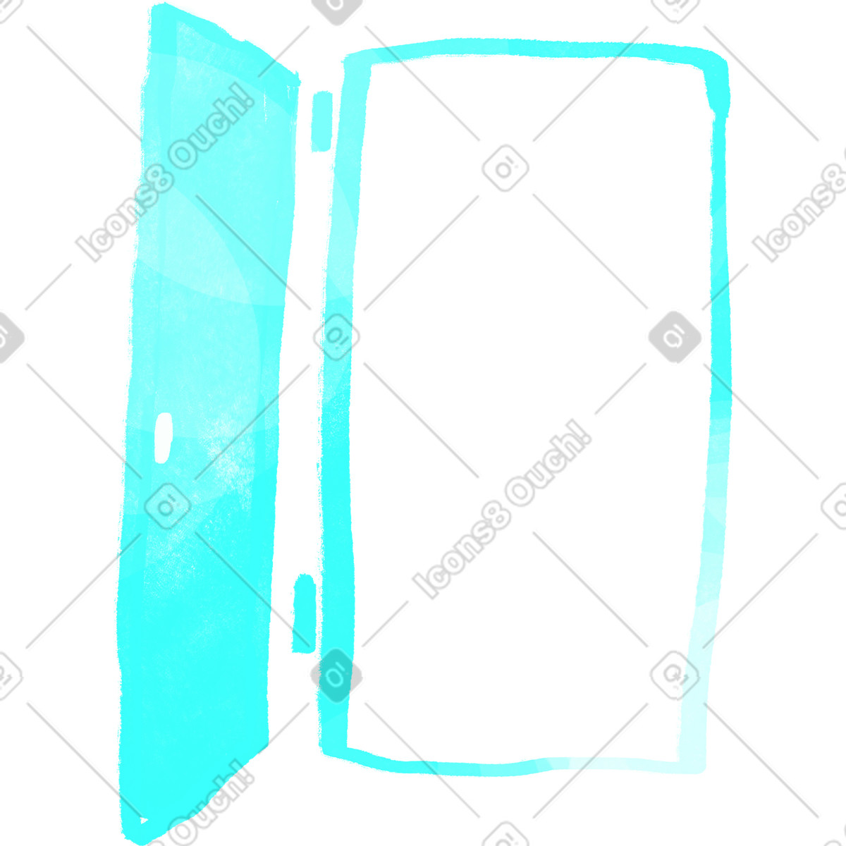 Open blue door-Illustration im Inky-Stil als Download in PNG, SVG