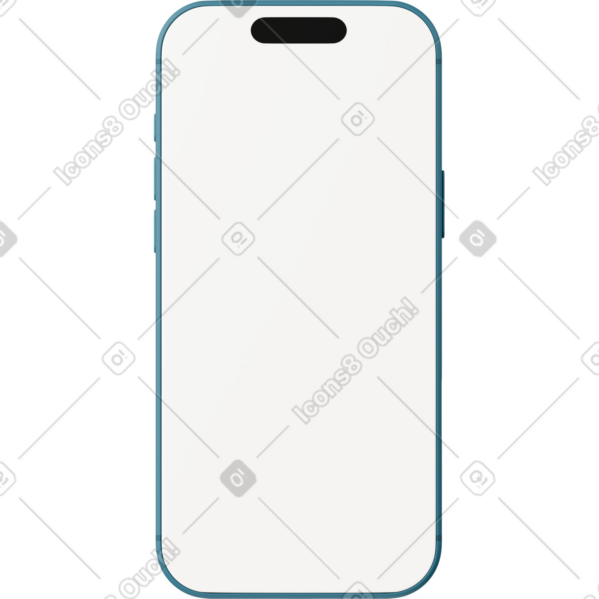 Front view of blue phone illustrazione in stile 3D Casual life scarica in PNG, SVG