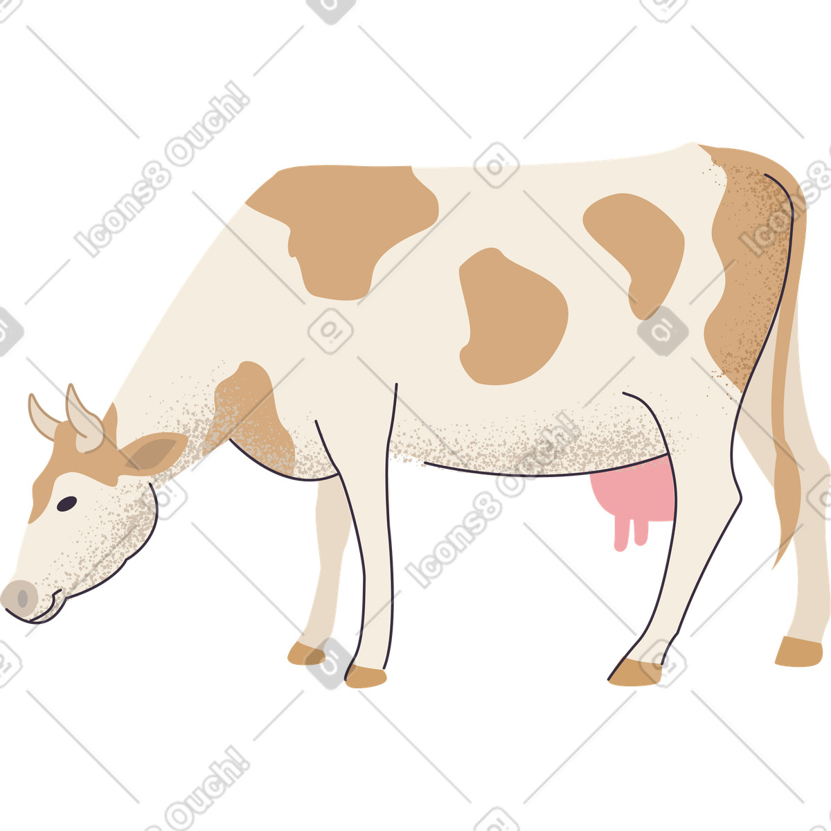 Kuh-Illustration im Pale-Stil als Download in PNG, SVG