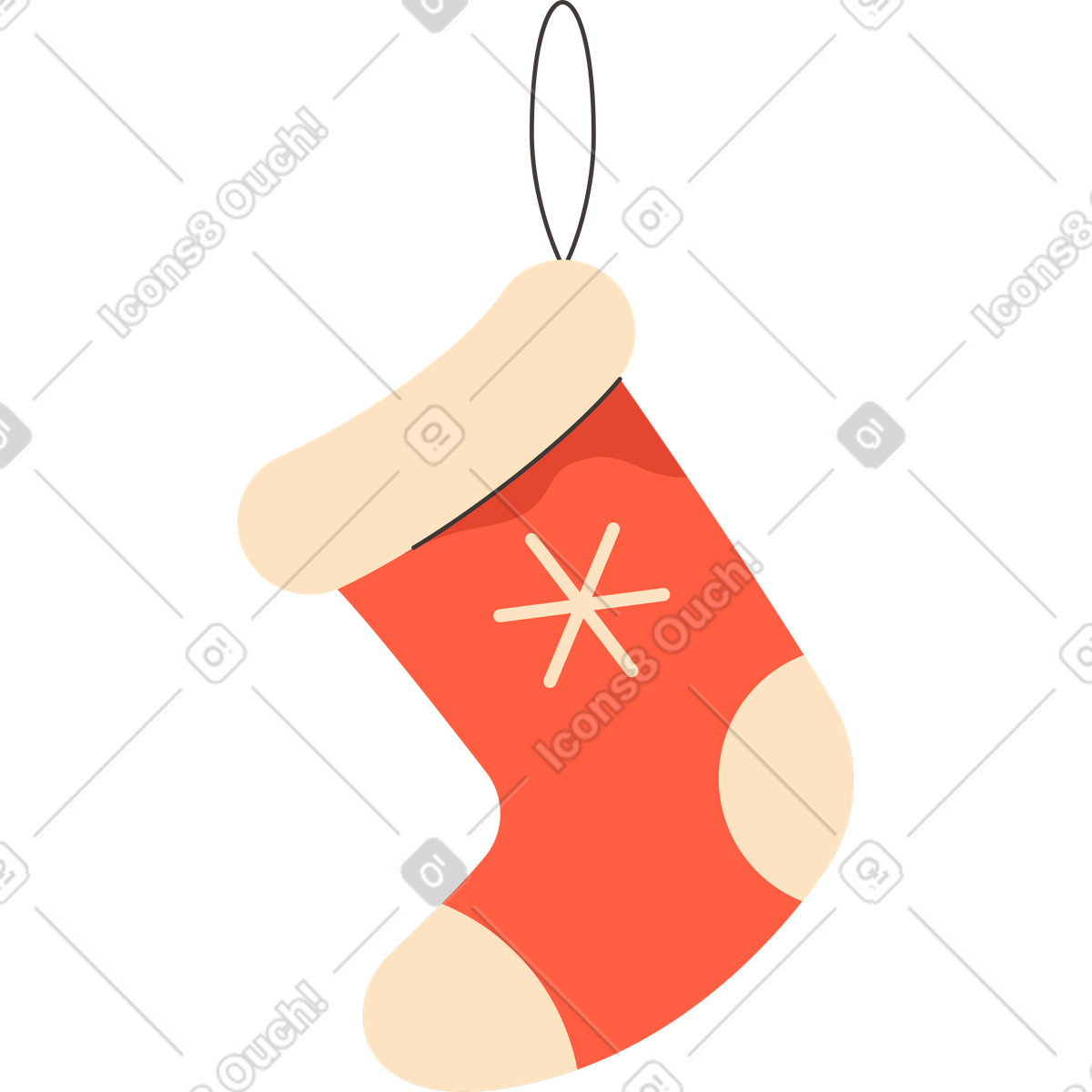 Christmas red sock illustration in Dizzy style download in PNG, SVG