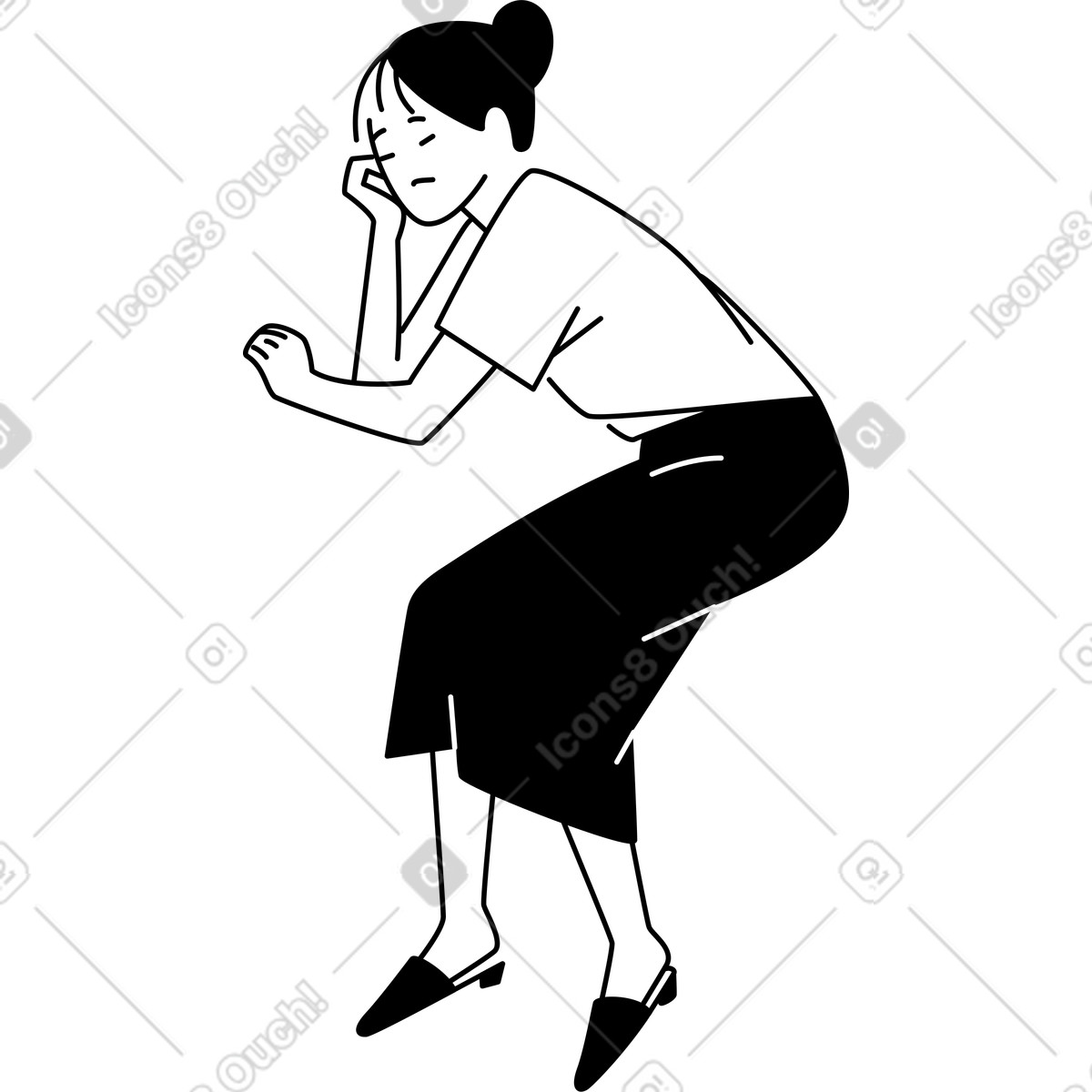 Ilustração de Mulher sonolenta em no estilo Weekday para baixar em PNG, SVG