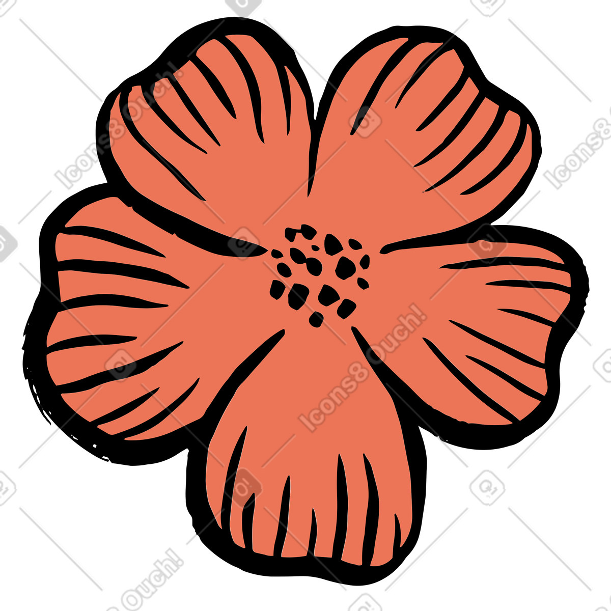 Scandi スタイルの Coral flower with five petals のイラストをPNG、SVG形式でダウンロード