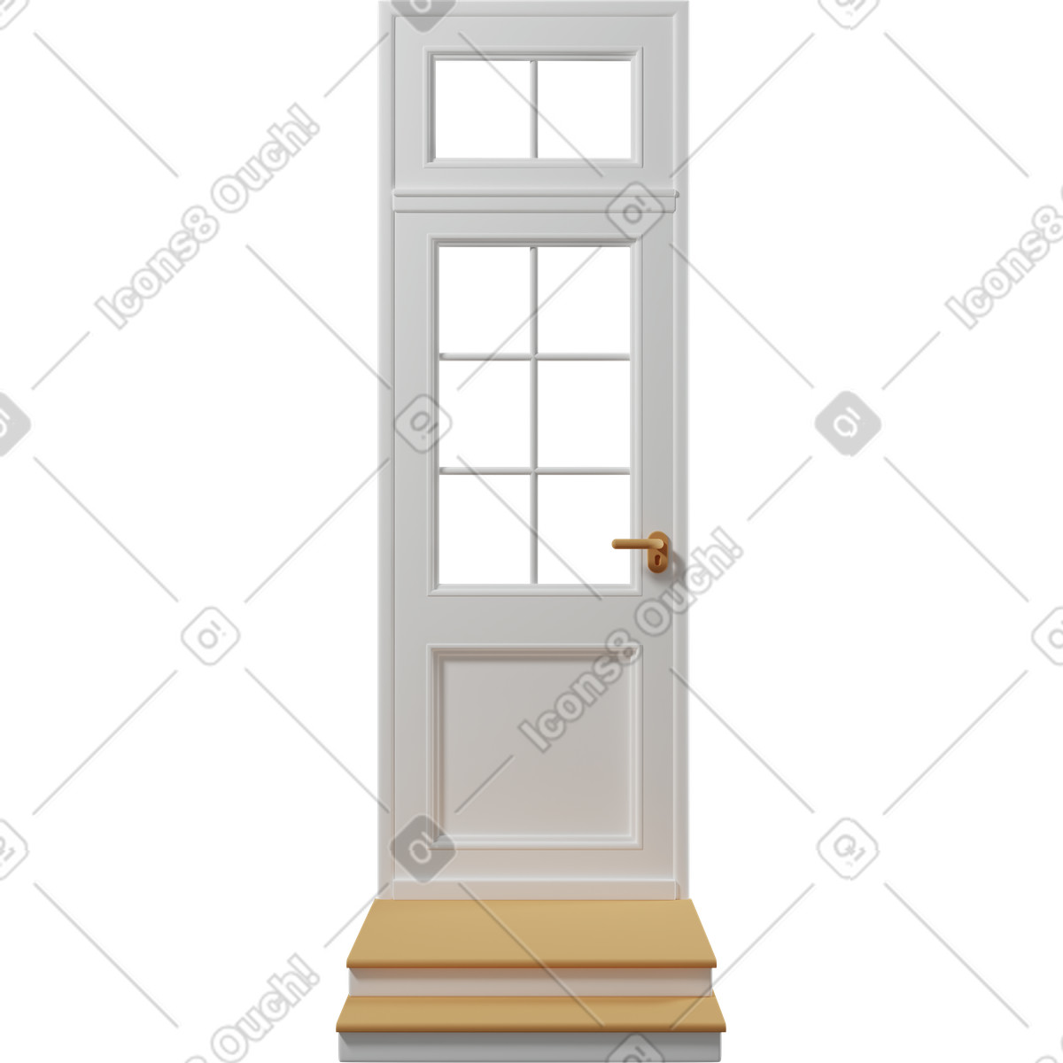 Ilustração de White door with steps em no estilo 3D Casual life para baixar em PNG, SVG