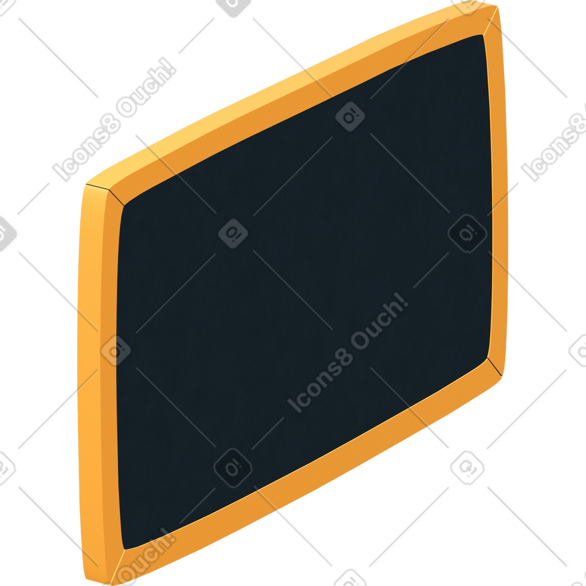 Illustration Tableau de craie vide avec cadre jaune à droite dans le style 3D Flame télécharger aux formats PNG, SVG