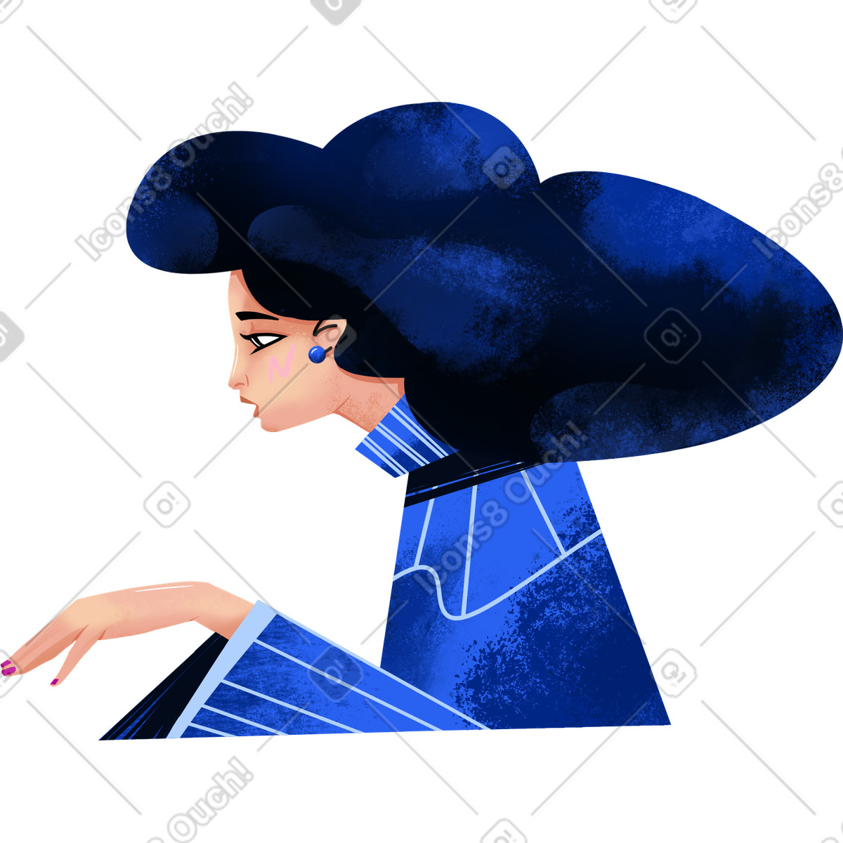 Ilustración Woman in the blue shirt en estilo Flare a descargar en PNG y SVG
