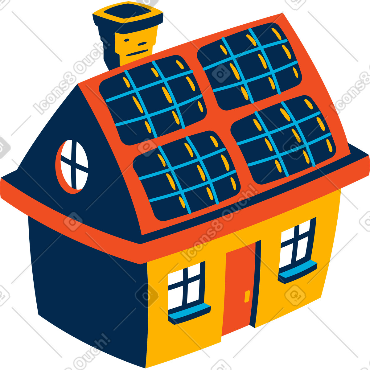 Casa con pannelli solari illustrazione in stile Flame scarica in PNG, SVG