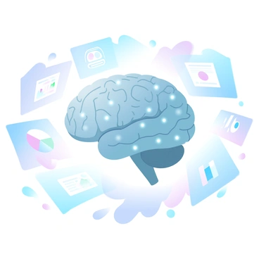 A high-tech brain with holographic displays and interfaces