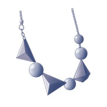 An art deco style necklace with geometric shapes and bold colors