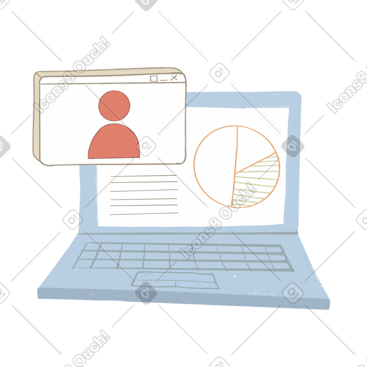 Online-meeting mit präsentation-Illustration im Lumiere-Stil als Download in PNG, SVG