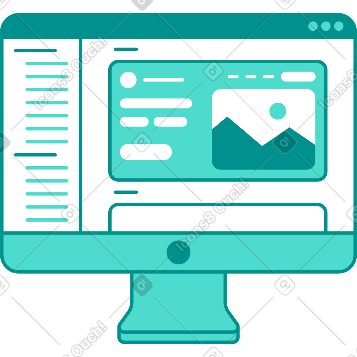 Monitor with web design program illustration in PNG, SVG
