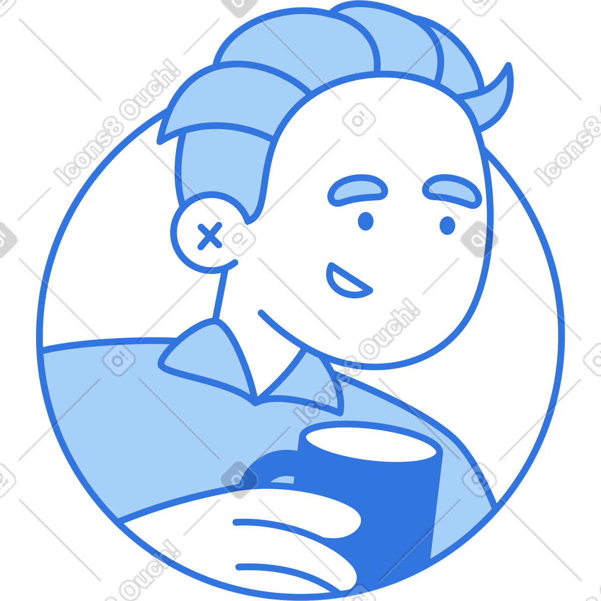 Ilustración Hombre con avatar de taza en estilo Sky a descargar en PNG y SVG