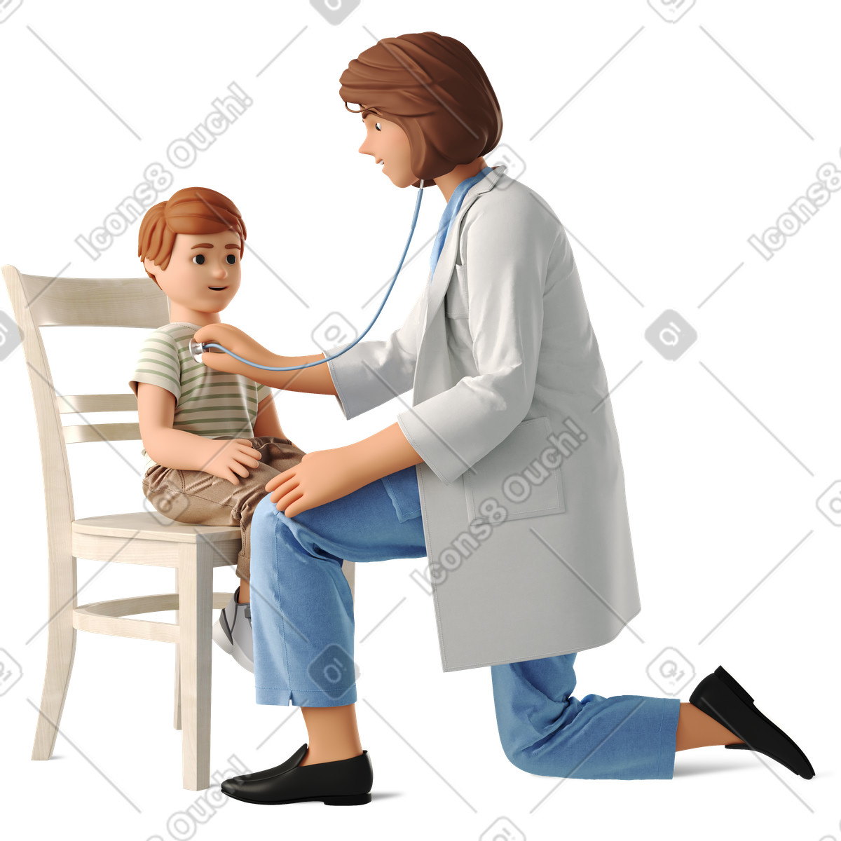 3D Business 스타일의 Doctor and little boy 일러스트레이션 PNG, SVG 다운로드