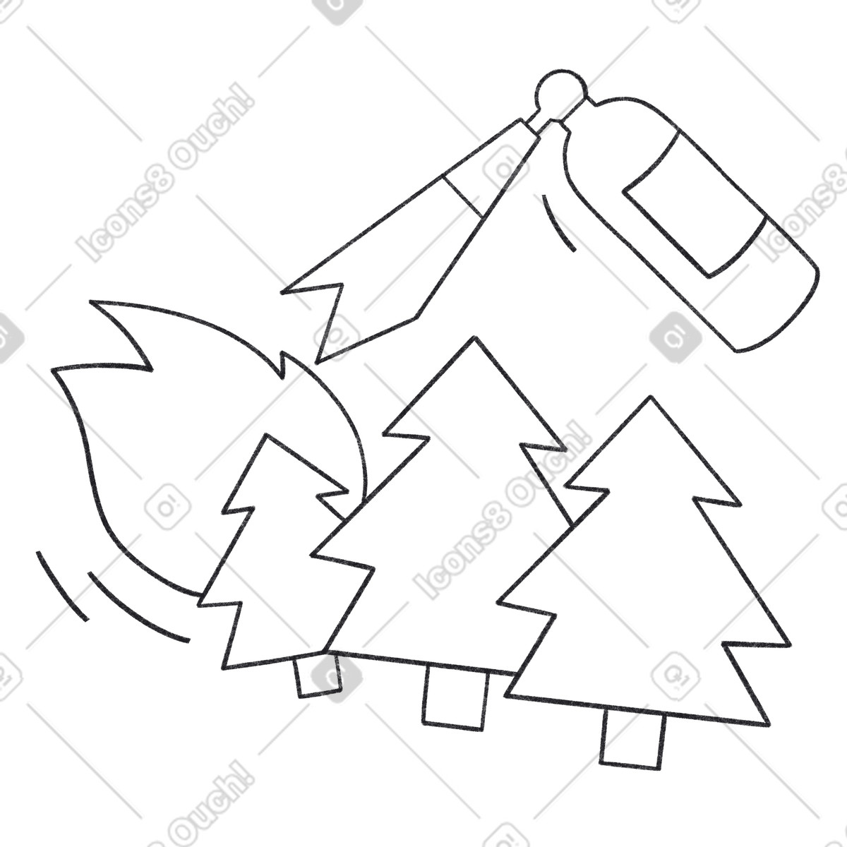 Ilustración El problema de los incendios forestales y su extinción en estilo Bonbon Line a descargar en PNG SVG