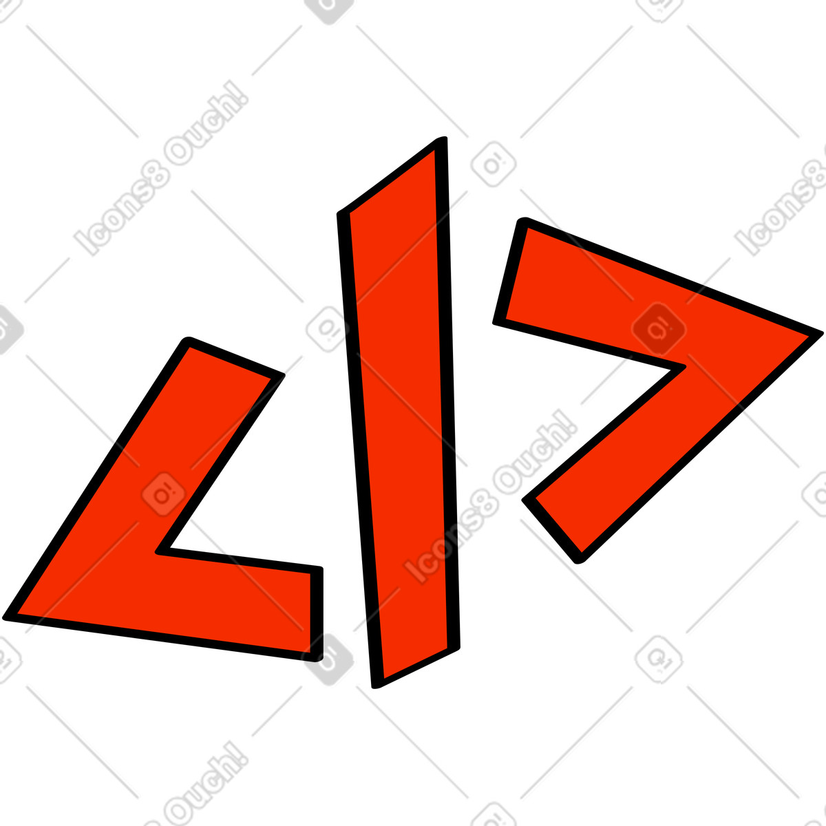 Program code slash and brackets illustration in Looney style download in PNG, SVG