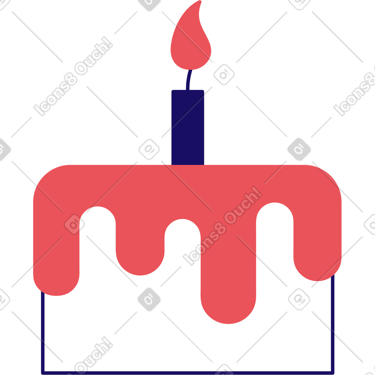 Ilustración Pastel pequeño con vela en estilo Bendy a descargar en PNG y SVG