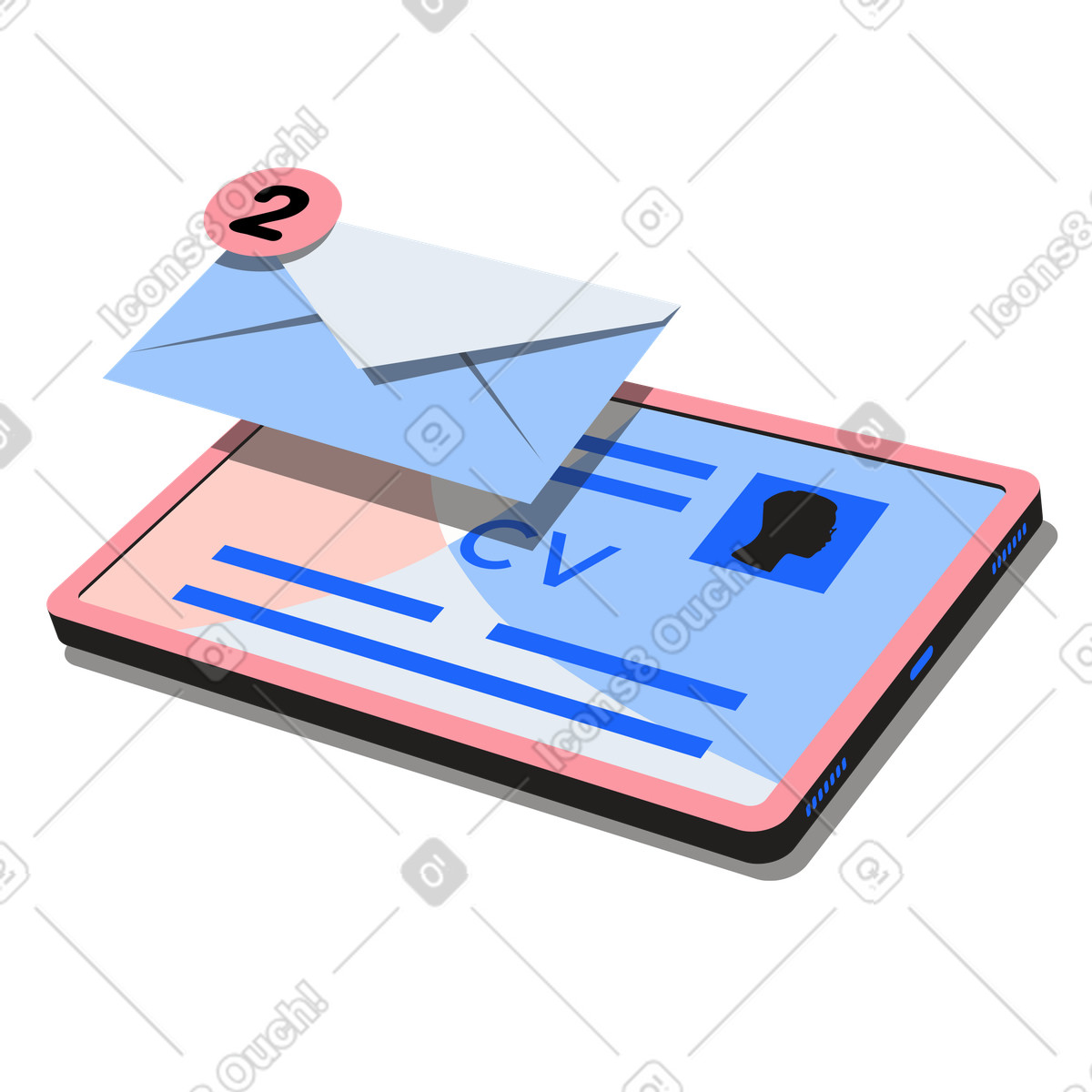Ilustración Oferta de trabajo, respuesta al curriculum en estilo Editorial a descargar en PNG y SVG