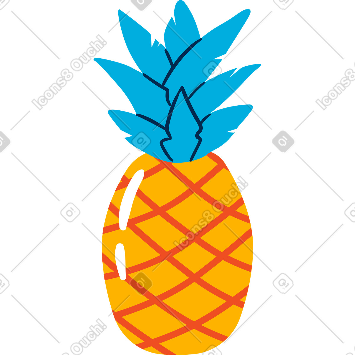 Ananas illustrazione in stile Flame scarica in PNG, SVG